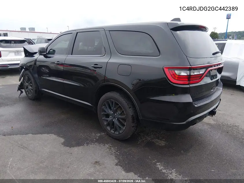 2016 Dodge Durango Limited VIN: 1C4RDJDG2GC442389 Lot: 45583428