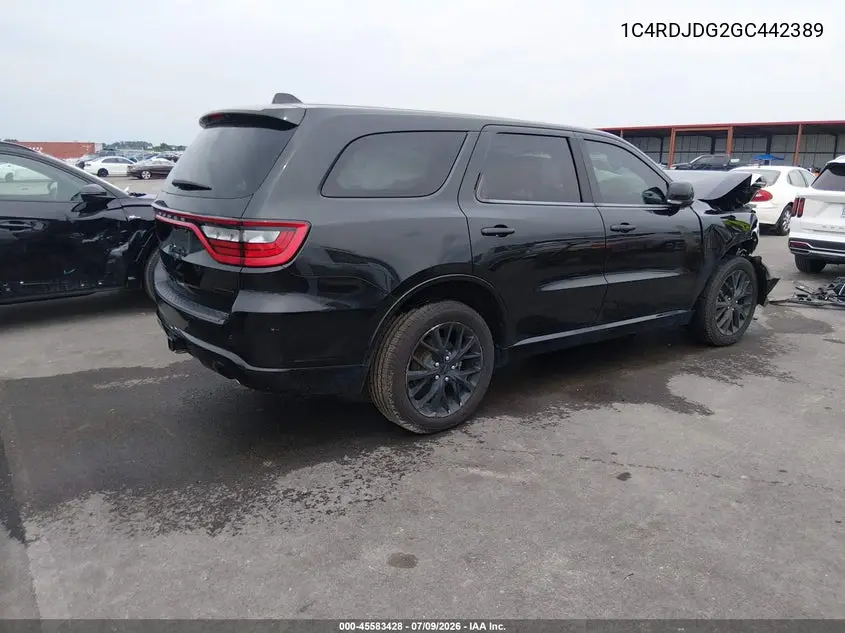 2016 Dodge Durango Limited VIN: 1C4RDJDG2GC442389 Lot: 45583428