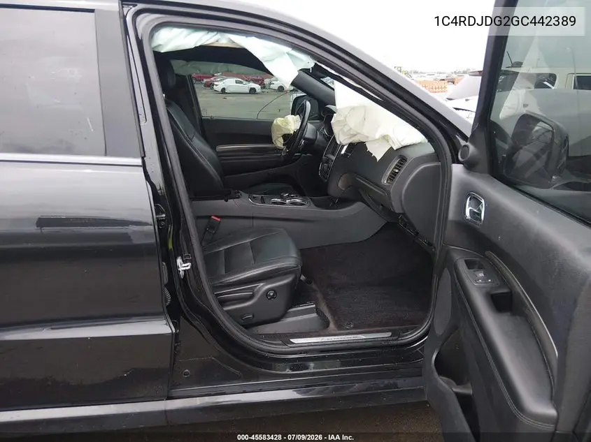 2016 Dodge Durango Limited VIN: 1C4RDJDG2GC442389 Lot: 45583428