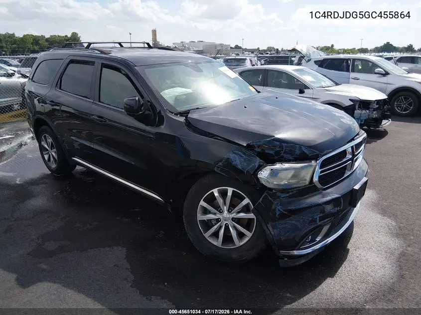 2016 Dodge Durango Limited VIN: 1C4RDJDG5GC455864 Lot: 45651034
