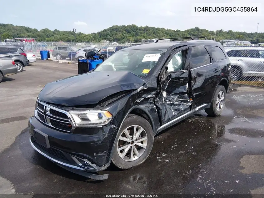 2016 Dodge Durango Limited VIN: 1C4RDJDG5GC455864 Lot: 45651034