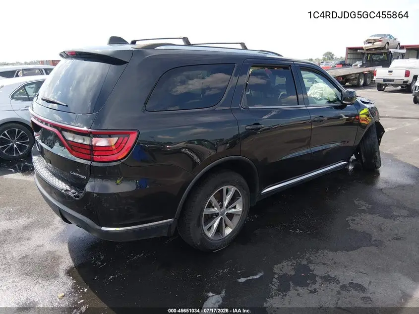 2016 Dodge Durango Limited VIN: 1C4RDJDG5GC455864 Lot: 45651034