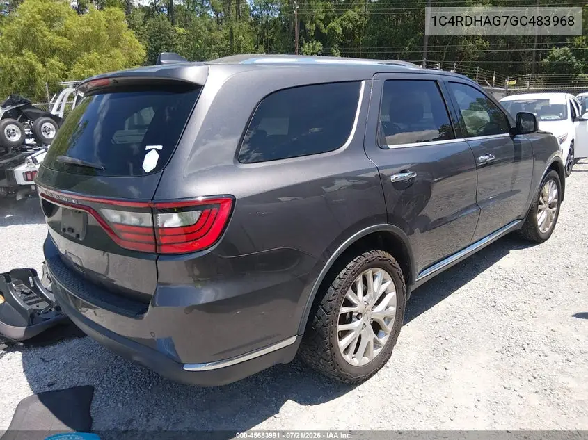 2016 Dodge Durango Sxt VIN: 1C4RDHAG7GC483968 Lot: 45683991
