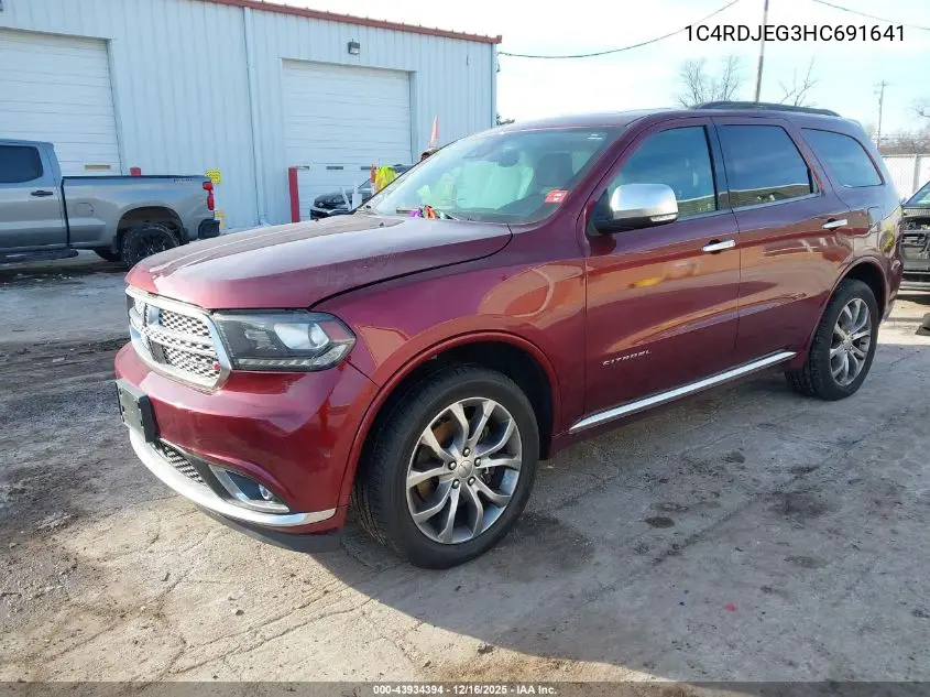 1C4RDJEG3HC691641 2017 Dodge Durango Citadel Anodized Platinum Awd