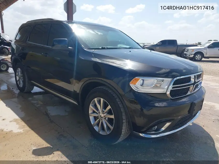2017 Dodge Durango Sxt Rwd VIN: 1C4RDHAG1HC917416 Lot: 45472778
