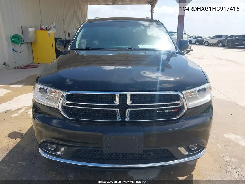 2017 Dodge Durango Sxt Rwd VIN: 1C4RDHAG1HC917416 Lot: 45472778