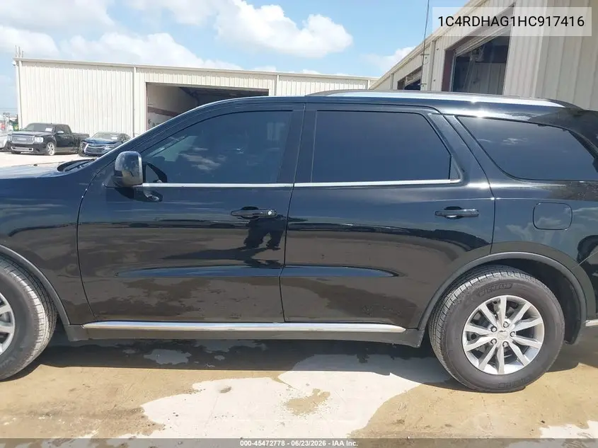 2017 Dodge Durango Sxt Rwd VIN: 1C4RDHAG1HC917416 Lot: 45472778