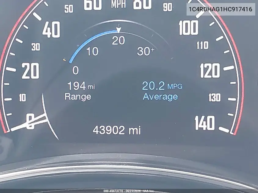 2017 Dodge Durango Sxt Rwd VIN: 1C4RDHAG1HC917416 Lot: 45472778