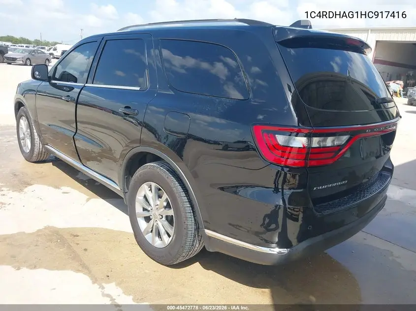 2017 Dodge Durango Sxt Rwd VIN: 1C4RDHAG1HC917416 Lot: 45472778