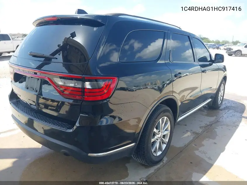 2017 Dodge Durango Sxt Rwd VIN: 1C4RDHAG1HC917416 Lot: 45472778