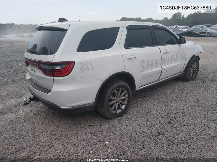 2017 Dodge Durango Special Service Awd VIN: 1C4SDJFT8HC637880 Lot: 45575634