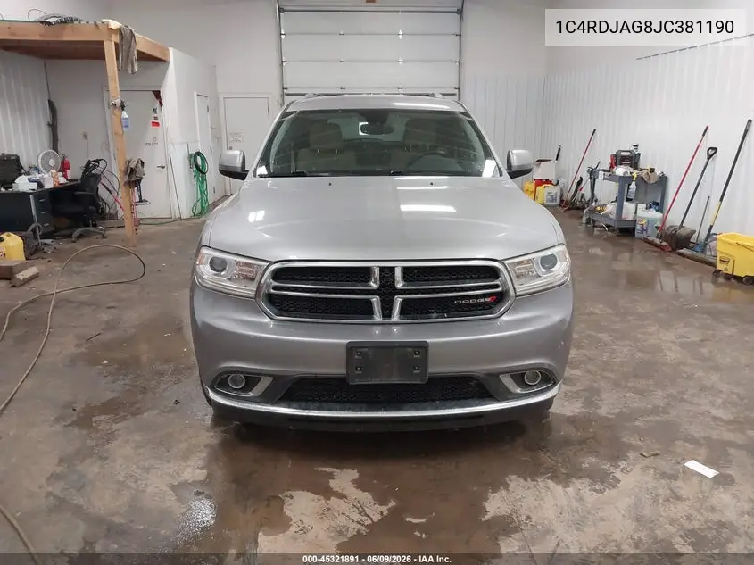 2018 Dodge Durango Sxt Awd VIN: 1C4RDJAG8JC381190 Lot: 45321891