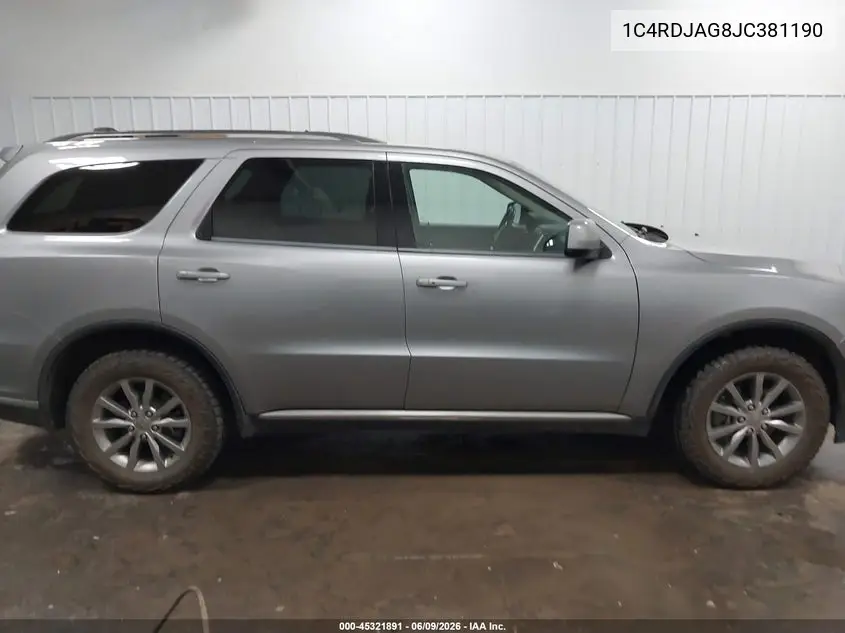 2018 Dodge Durango Sxt Awd VIN: 1C4RDJAG8JC381190 Lot: 45321891