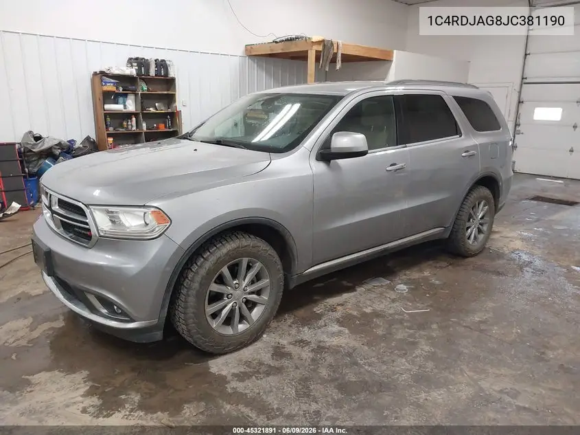 2018 Dodge Durango Sxt Awd VIN: 1C4RDJAG8JC381190 Lot: 45321891
