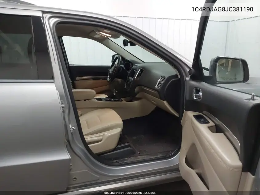 2018 Dodge Durango Sxt Awd VIN: 1C4RDJAG8JC381190 Lot: 45321891