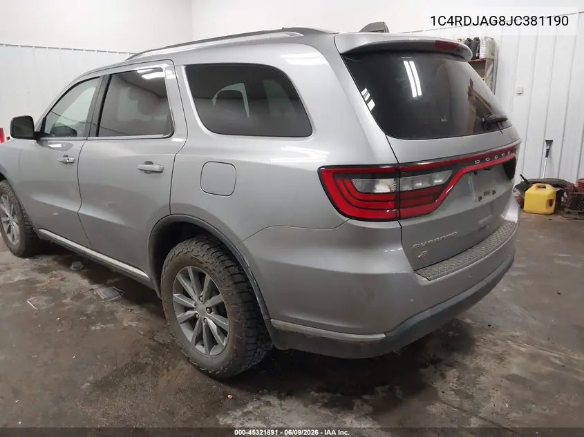 2018 Dodge Durango Sxt Awd VIN: 1C4RDJAG8JC381190 Lot: 45321891