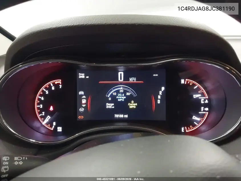 2018 Dodge Durango Sxt Awd VIN: 1C4RDJAG8JC381190 Lot: 45321891