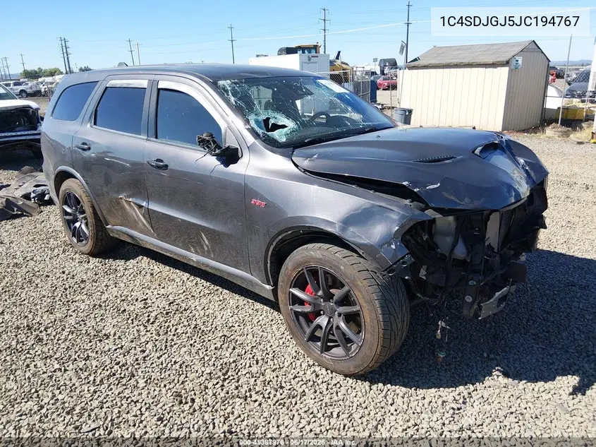 2018 Dodge Durango Srt Awd VIN: 1C4SDJGJ5JC194767 Lot: 45387976