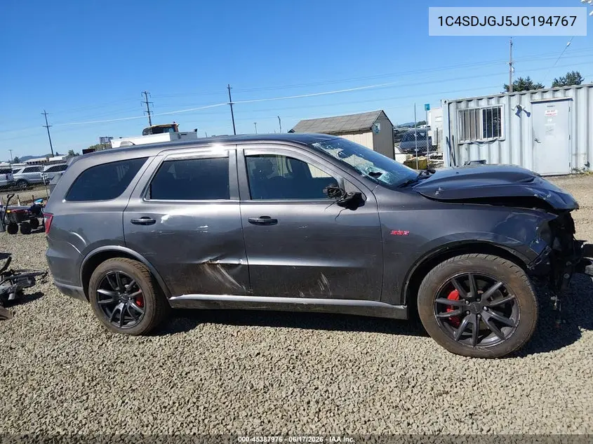2018 Dodge Durango Srt Awd VIN: 1C4SDJGJ5JC194767 Lot: 45387976