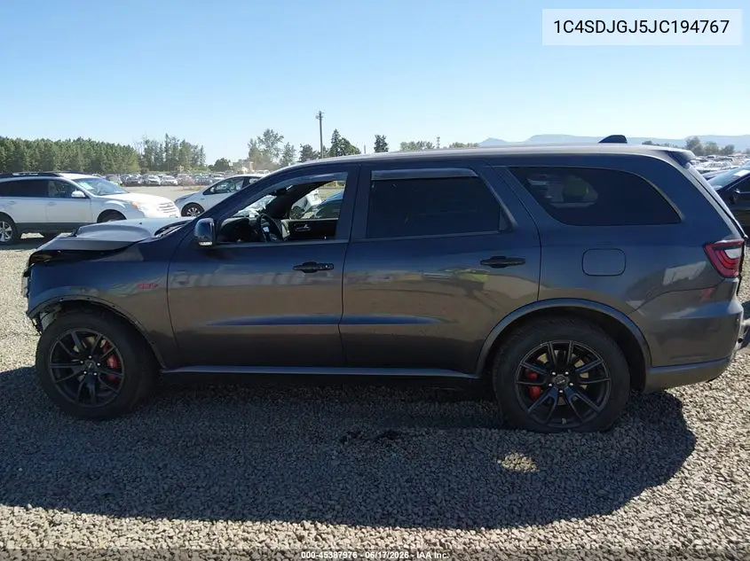 2018 Dodge Durango Srt Awd VIN: 1C4SDJGJ5JC194767 Lot: 45387976
