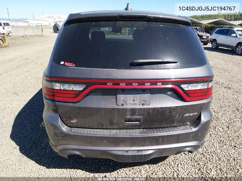2018 Dodge Durango Srt Awd VIN: 1C4SDJGJ5JC194767 Lot: 45387976