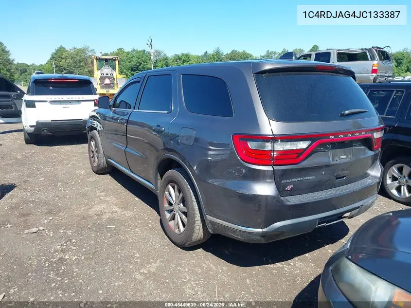 2018 Dodge Durango Sxt Awd VIN: 1C4RDJAG4JC133387 Lot: 45449639