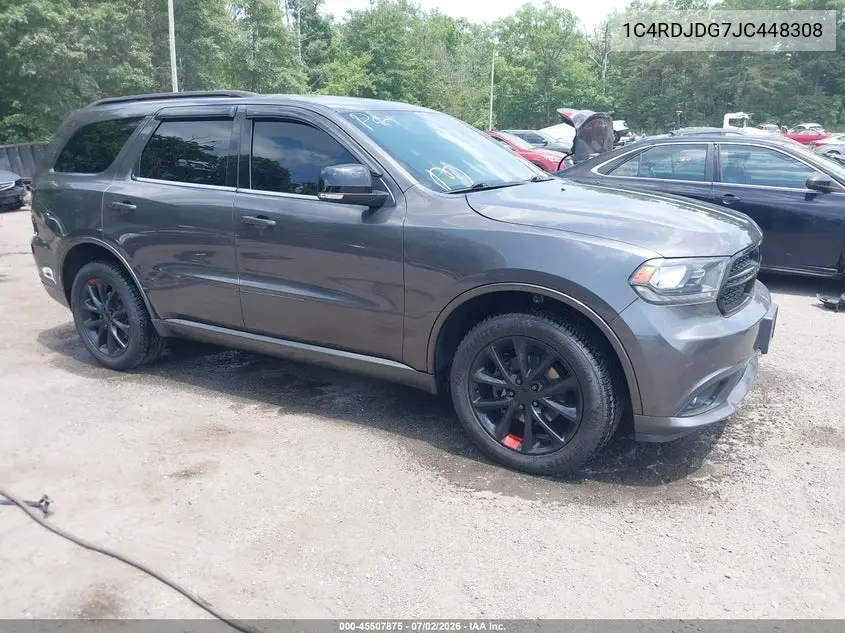 2018 Dodge Durango Gt Awd VIN: 1C4RDJDG7JC448308 Lot: 45507875