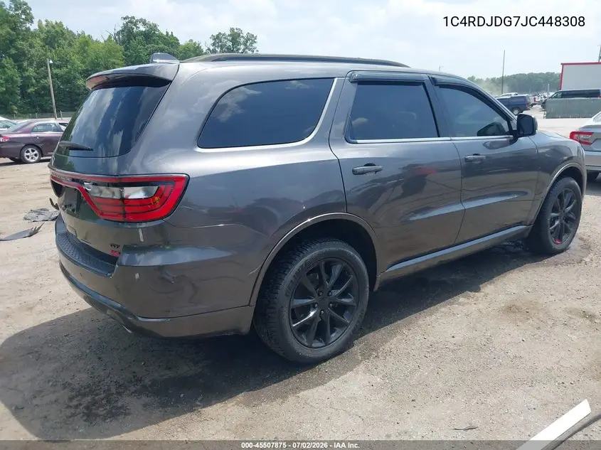 2018 Dodge Durango Gt Awd VIN: 1C4RDJDG7JC448308 Lot: 45507875