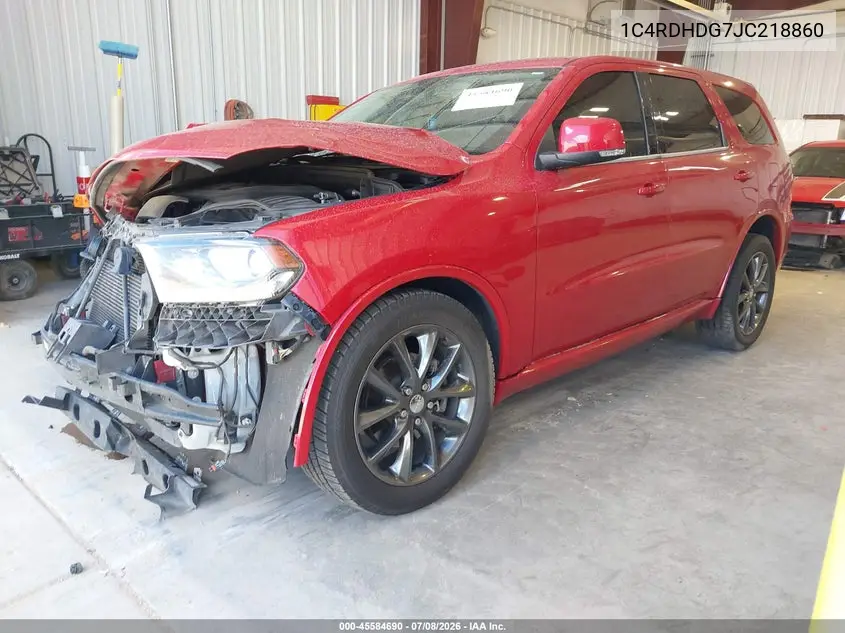 2018 Dodge Durango Gt Rwd VIN: 1C4RDHDG7JC218860 Lot: 45584690