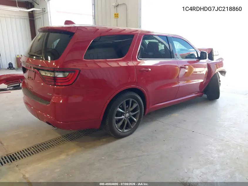 2018 Dodge Durango Gt Rwd VIN: 1C4RDHDG7JC218860 Lot: 45584690