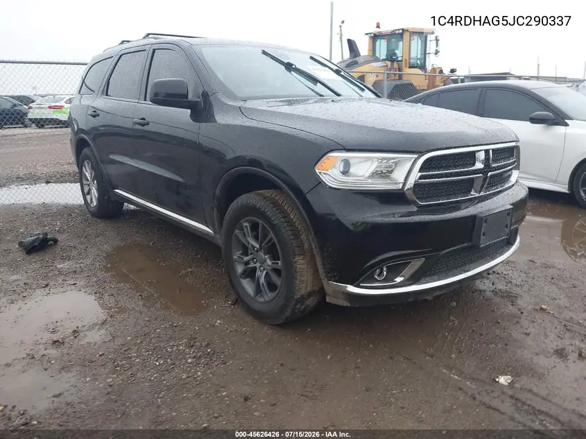 2018 Dodge Durango Sxt Rwd VIN: 1C4RDHAG5JC290337 Lot: 45626426