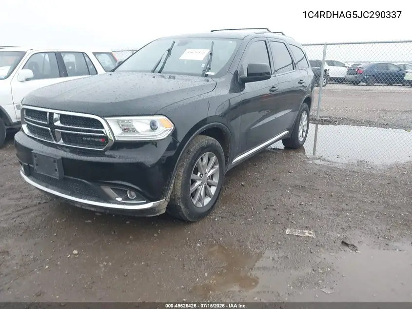 2018 Dodge Durango Sxt Rwd VIN: 1C4RDHAG5JC290337 Lot: 45626426