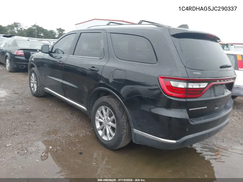 2018 Dodge Durango Sxt Rwd VIN: 1C4RDHAG5JC290337 Lot: 45626426