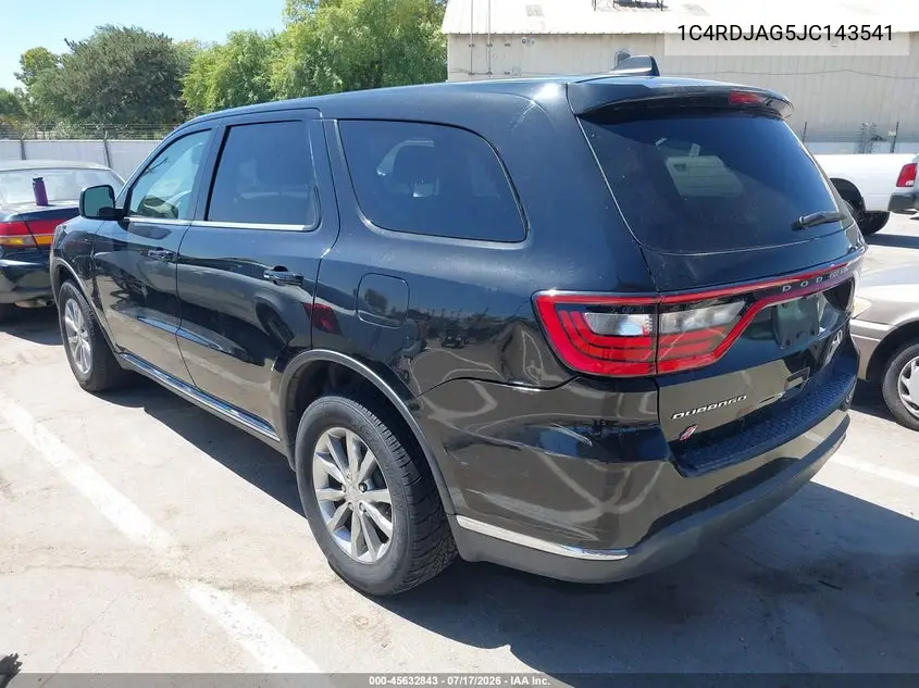 2018 Dodge Durango Sxt Awd VIN: 1C4RDJAG5JC143541 Lot: 45632843