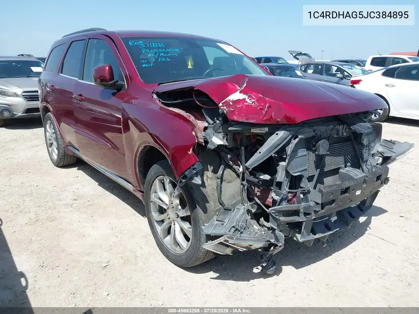 2018 Dodge Durango Sxt Rwd VIN: 1C4RDHAG5JC384895 Lot: 45663268