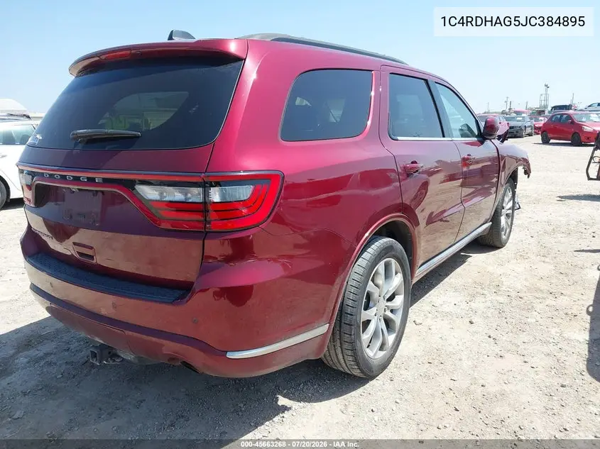 2018 Dodge Durango Sxt Rwd VIN: 1C4RDHAG5JC384895 Lot: 45663268