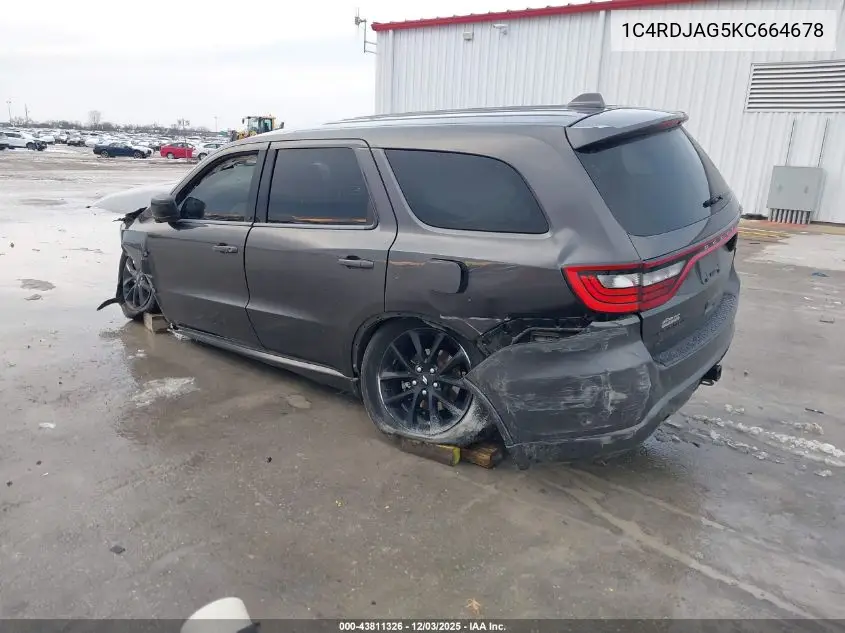 1C4RDJAG5KC664678 2019 Dodge Durango Sxt Awd