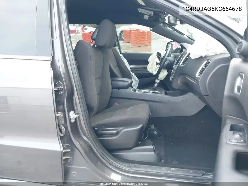 1C4RDJAG5KC664678 2019 Dodge Durango Sxt Awd