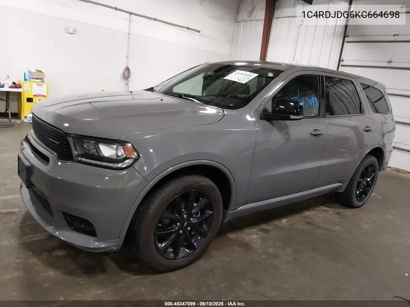 2019 Dodge Durango Gt Plus Awd VIN: 1C4RDJDG6KC664698 Lot: 45347099