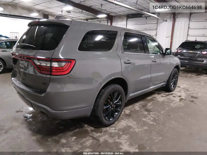 2019 Dodge Durango Gt Plus Awd VIN: 1C4RDJDG6KC664698 Lot: 45347099