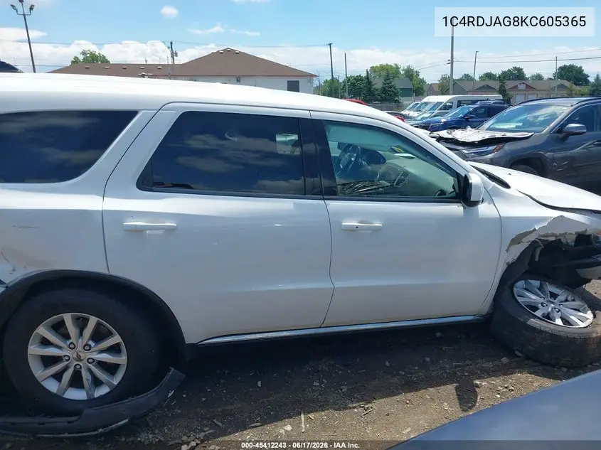 2019 Dodge Durango Sxt Awd VIN: 1C4RDJAG8KC605365 Lot: 45412243