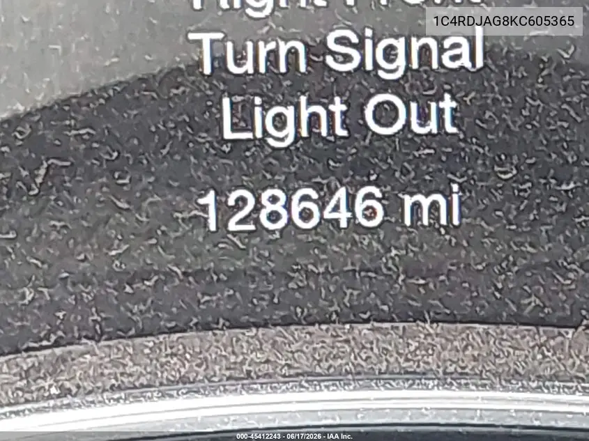 2019 Dodge Durango Sxt Awd VIN: 1C4RDJAG8KC605365 Lot: 45412243