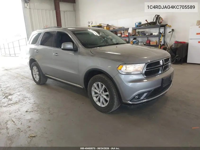 2019 Dodge Durango Sxt Awd VIN: 1C4RDJAG4KC705589 Lot: 45480570