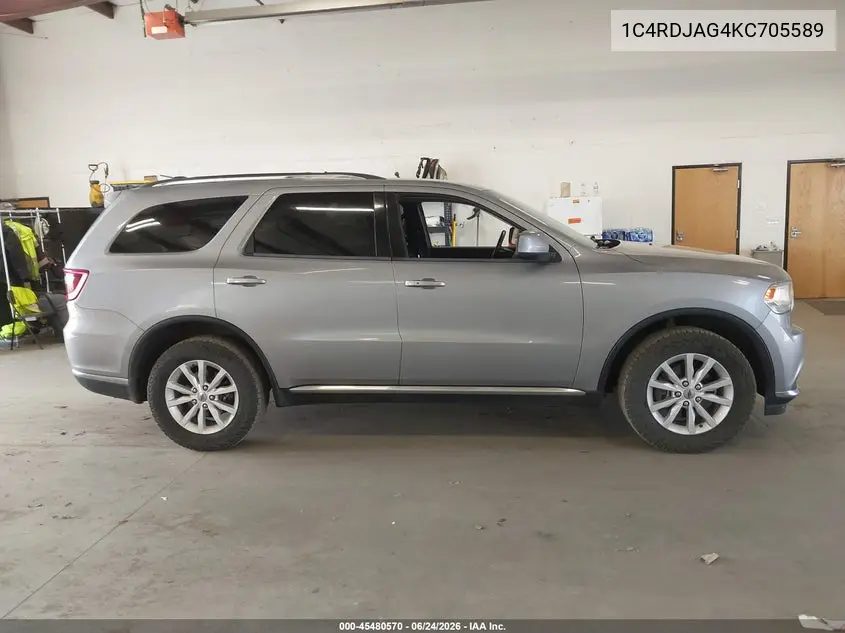 2019 Dodge Durango Sxt Awd VIN: 1C4RDJAG4KC705589 Lot: 45480570