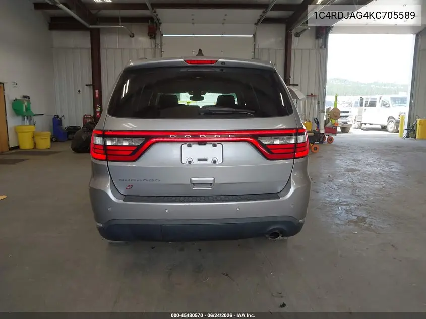 2019 Dodge Durango Sxt Awd VIN: 1C4RDJAG4KC705589 Lot: 45480570