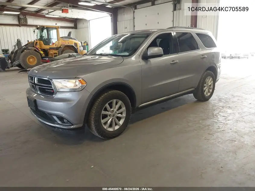 2019 Dodge Durango Sxt Awd VIN: 1C4RDJAG4KC705589 Lot: 45480570