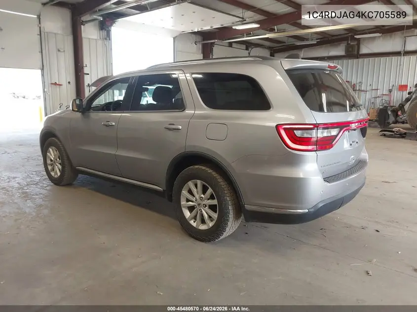 2019 Dodge Durango Sxt Awd VIN: 1C4RDJAG4KC705589 Lot: 45480570