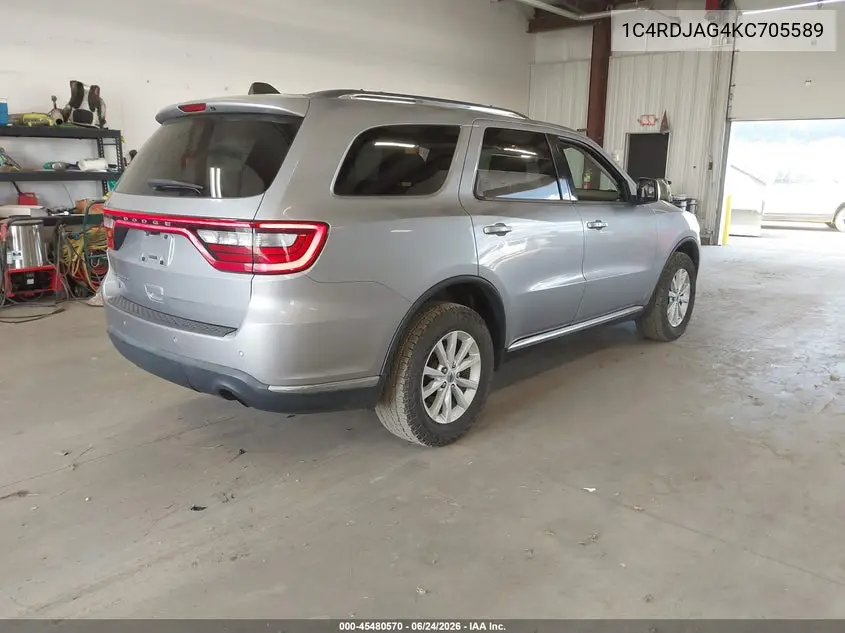 2019 Dodge Durango Sxt Awd VIN: 1C4RDJAG4KC705589 Lot: 45480570