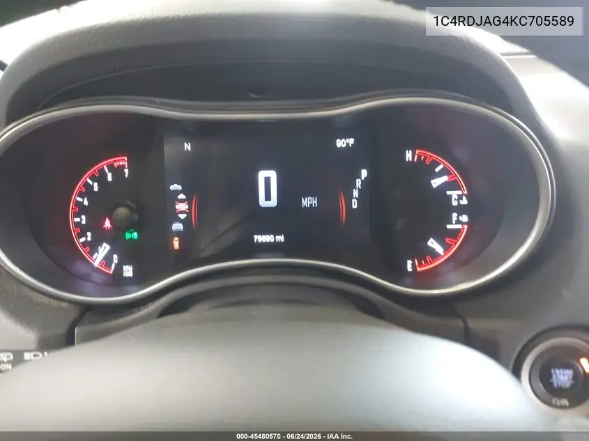 2019 Dodge Durango Sxt Awd VIN: 1C4RDJAG4KC705589 Lot: 45480570
