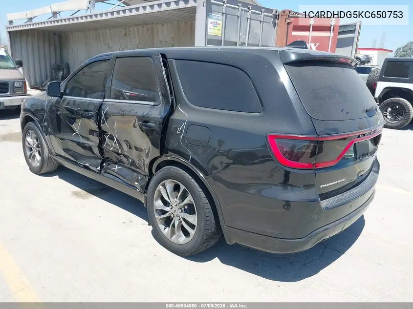 2019 Dodge Durango Gt Plus Rwd VIN: 1C4RDHDG5KC650753 Lot: 45594060